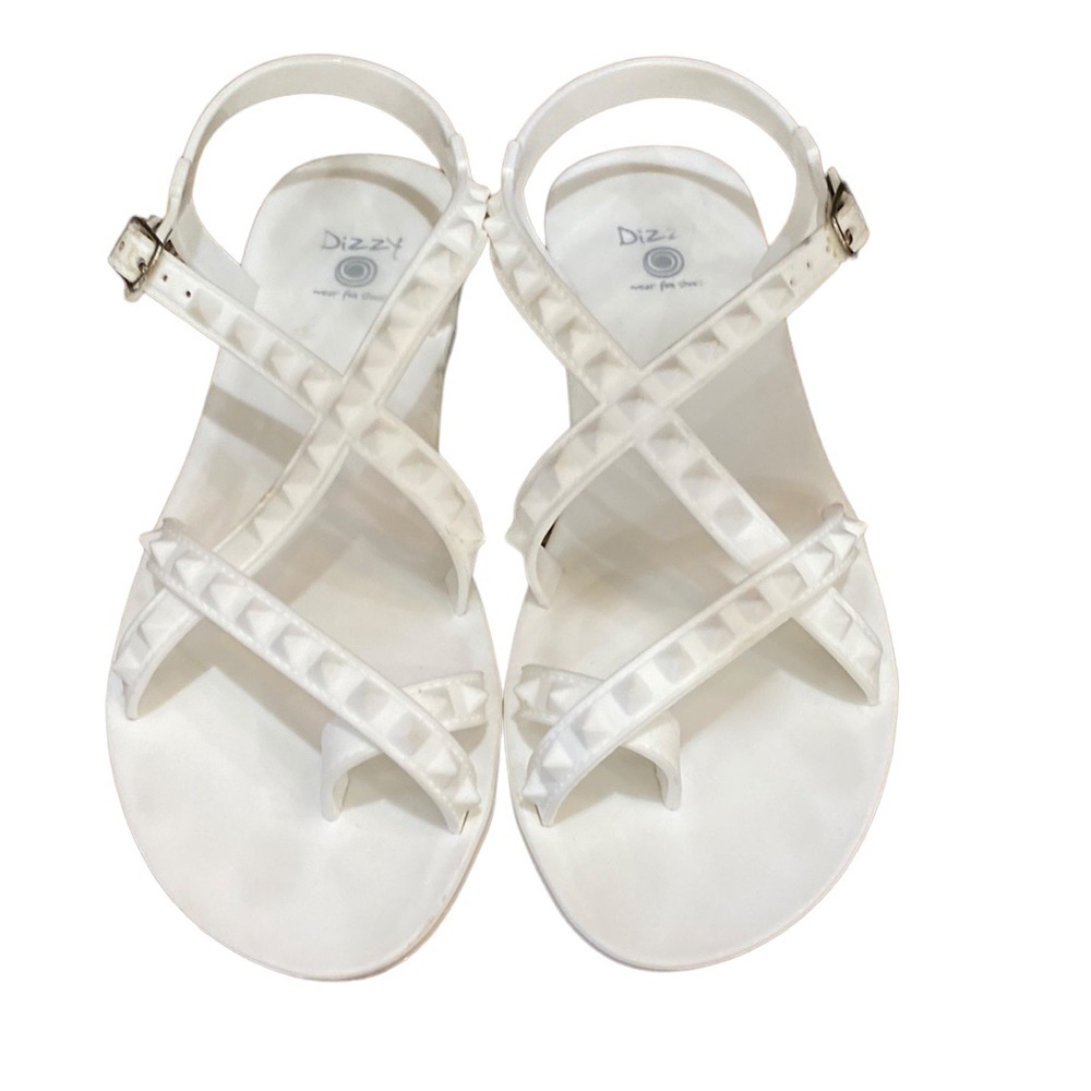 Dizzy Women's Shoes Lounge Studded Fashion White Sandals Size 6 Stud detailing